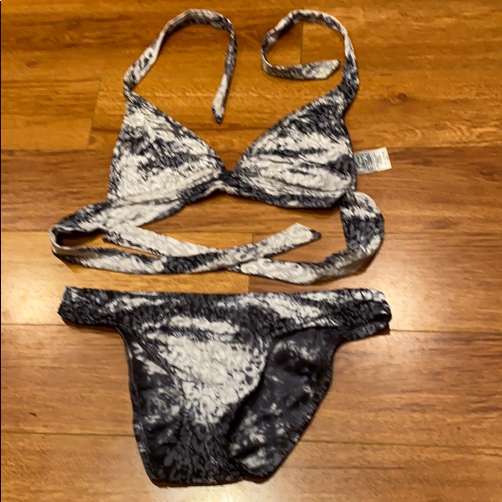 Lucky Brand NWOT Bikini black gray white